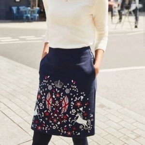 Boden Navy Blue Embroidered Skirt SZ 4R